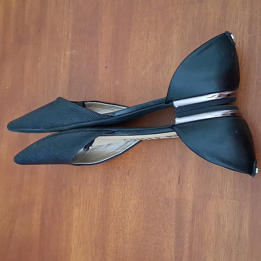 Sam & Libby Black Pointed Toe D'orsay Flats Vegan Sz 8.5M - Picture 2 of 7
